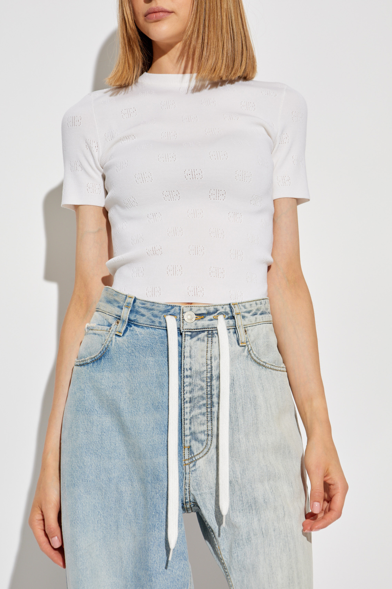 Tシャツ・カットソー BALENCIAGA White Stretch Wool Blend Tank Top Balenciaga Woolen top | Women's Clothing | Vitkac